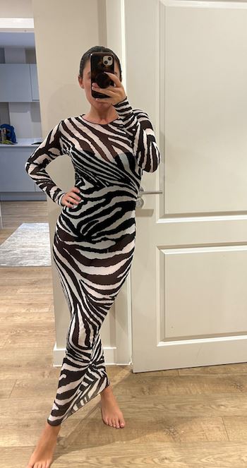 Zebra Mesh Maxi Dress John Zack Zebra Mesh Maxi Dress John Zack