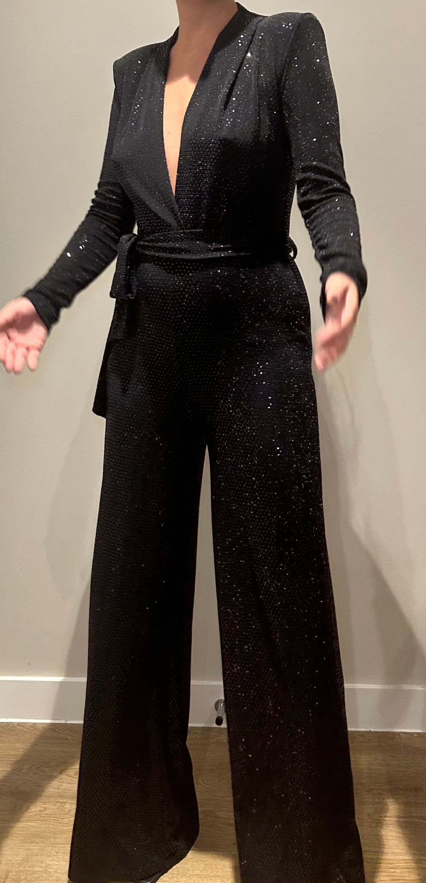 Black Sequin Jumpsuit