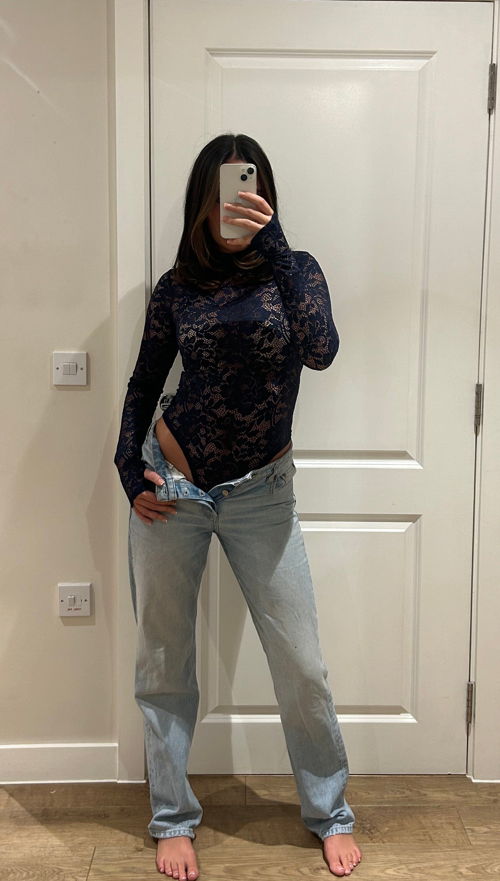 Navy Polar Neck Bodysuit