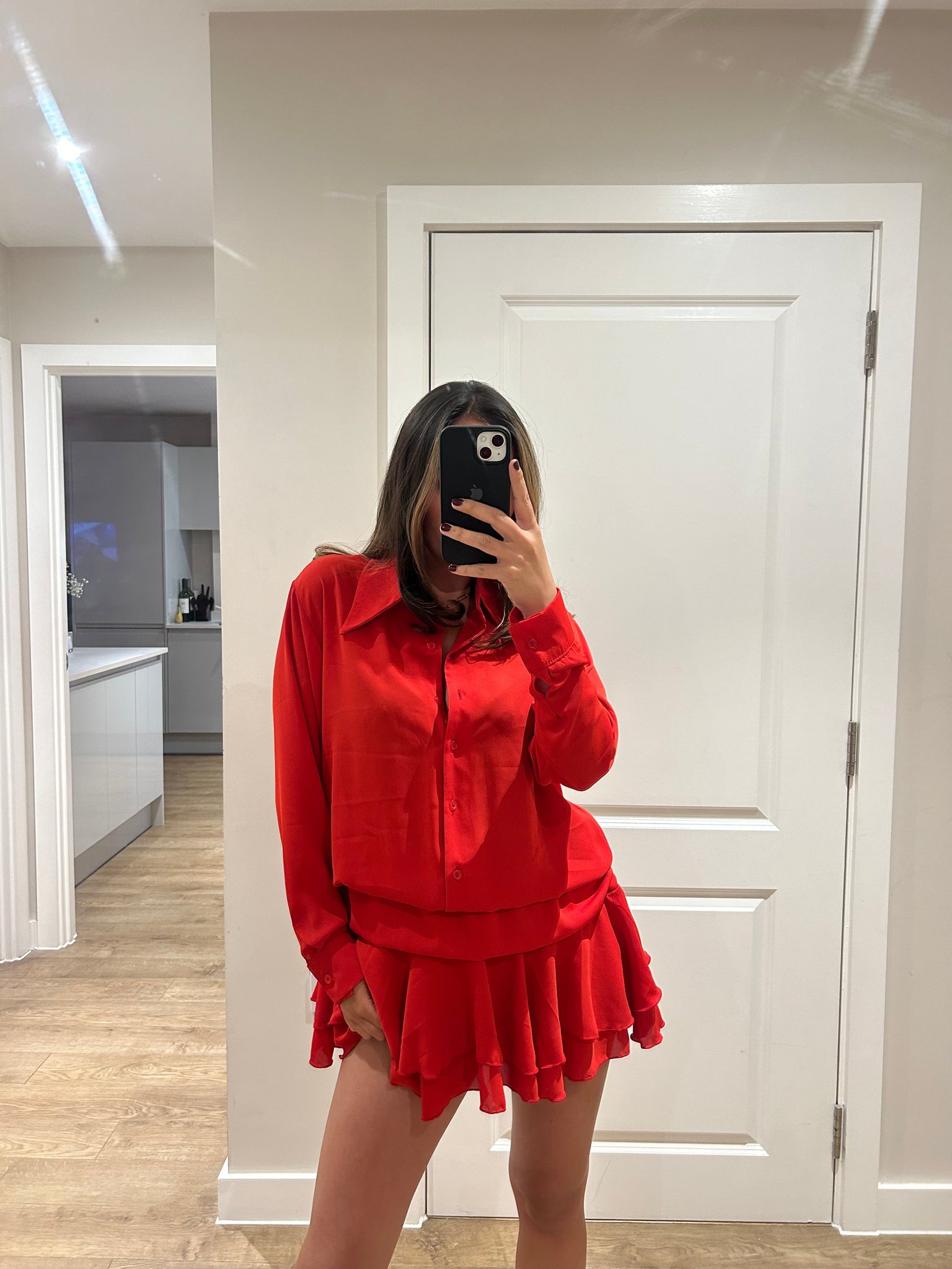 Red frill dress hotsell