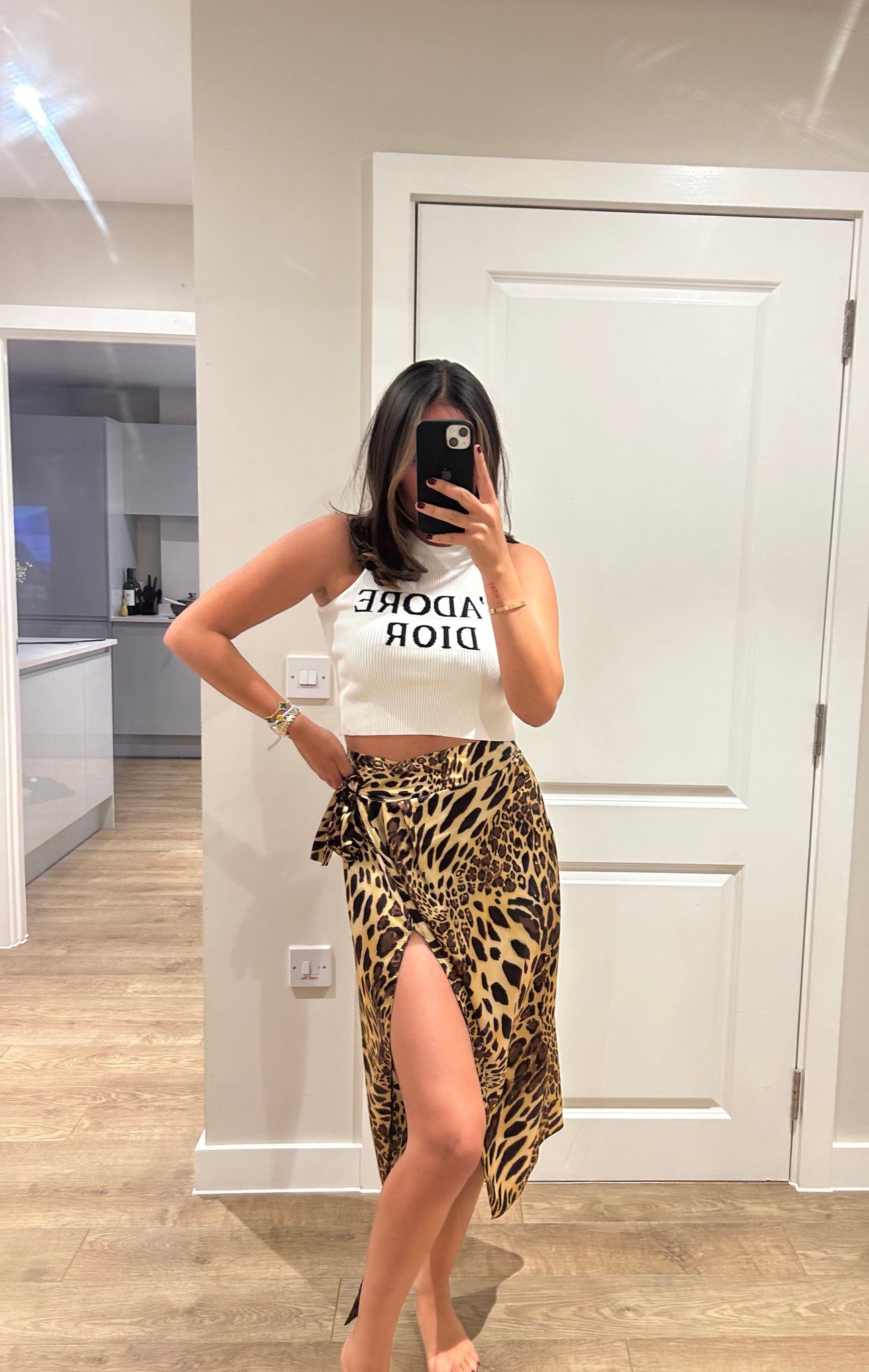 Leopard Satin Wrap Skirt John Zack