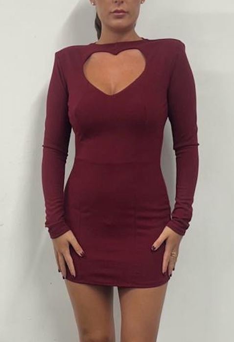Wine Heart Cut Out Mini Dress