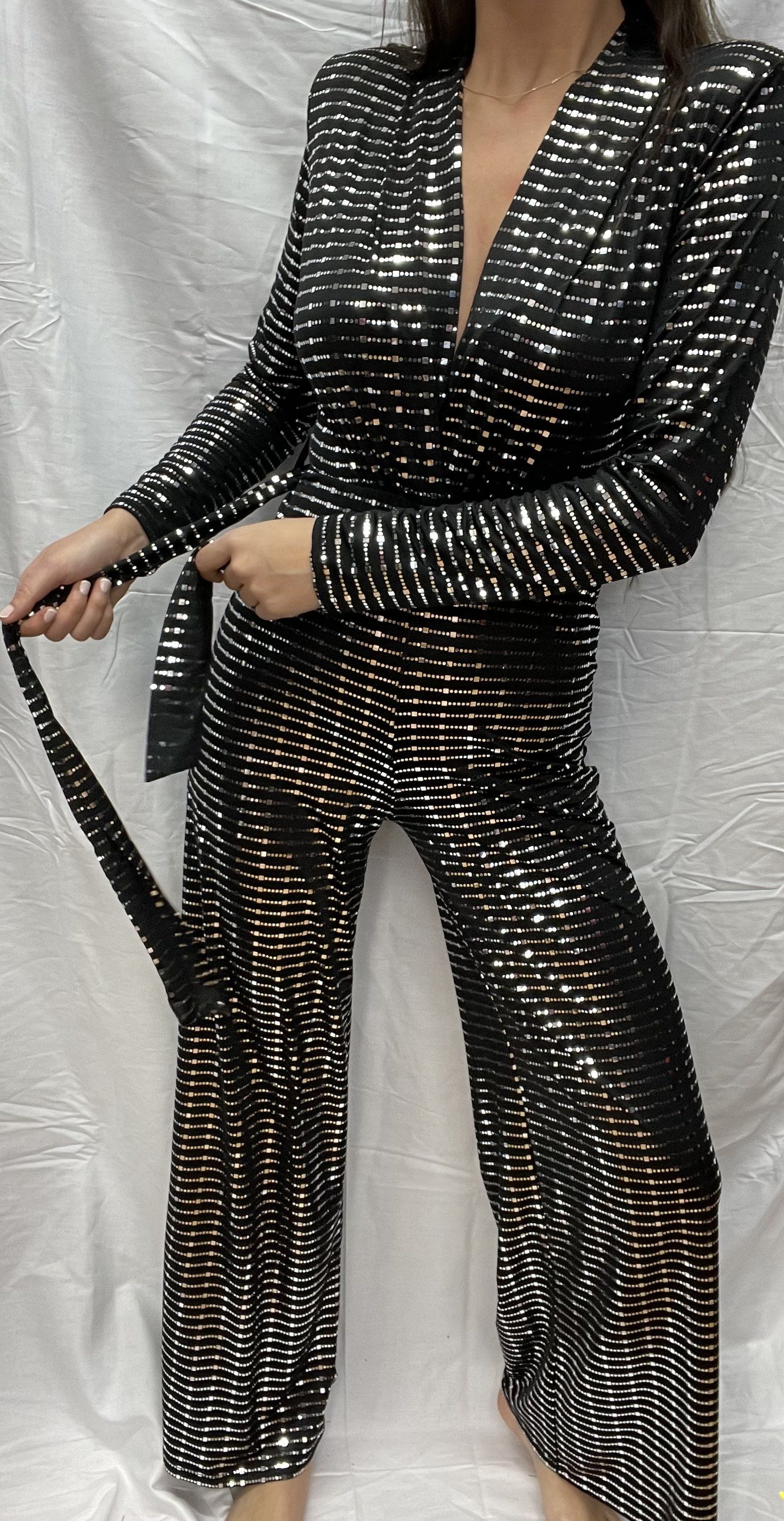 Silver Sequin Jumpsuit John Zack